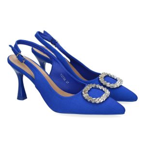 Zapatos Salón Adorno Cristal Azul