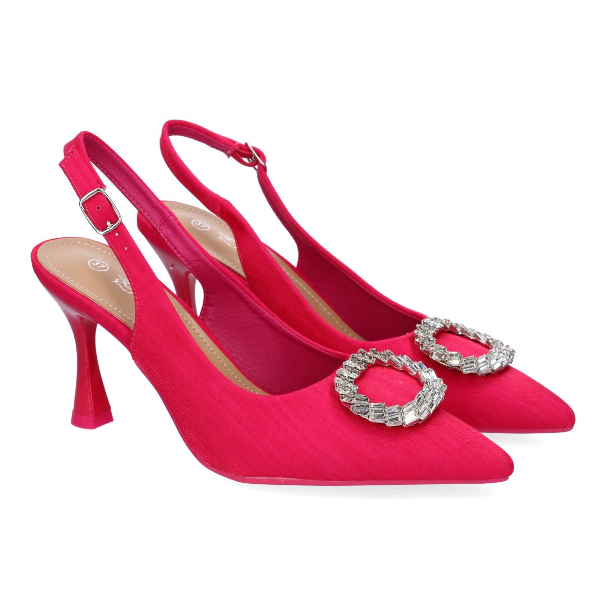Zapatos salón adorno brillante fucsia - Imagen 2
