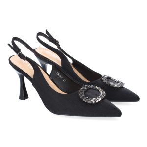 Zapatos Salón Adorno Brillante Negro