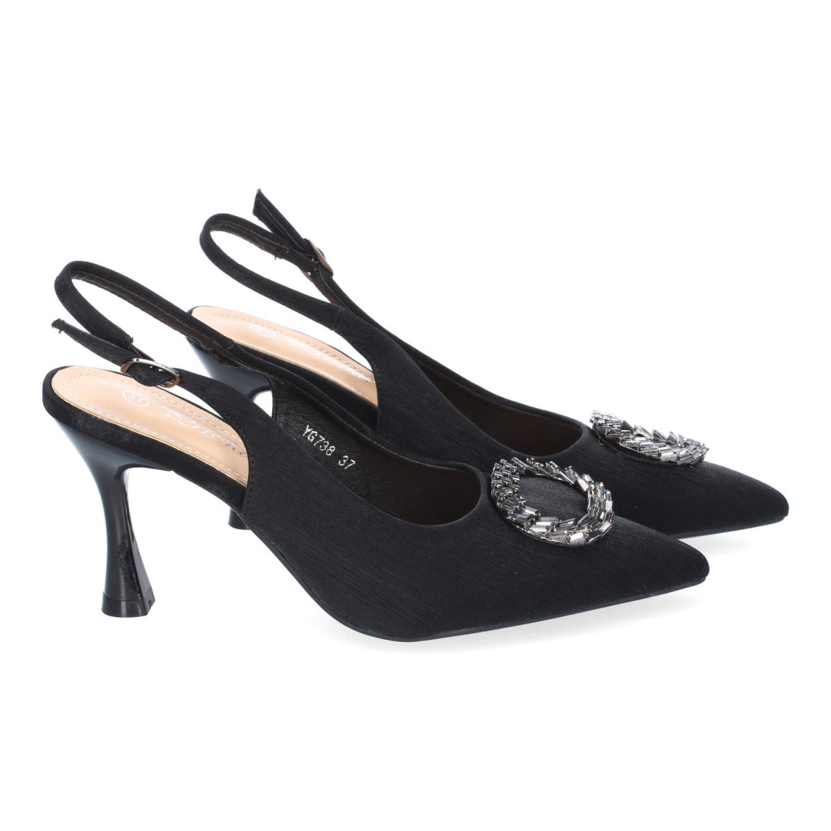 Zapatos Salón Adorno Brillante Negro - Imagen 6
