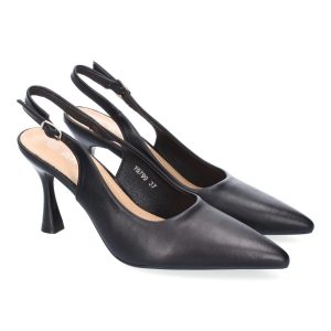 Zapato salón tacón abierto negro