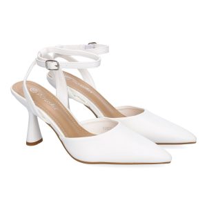 Zapatos tacón fino pulsera blanco