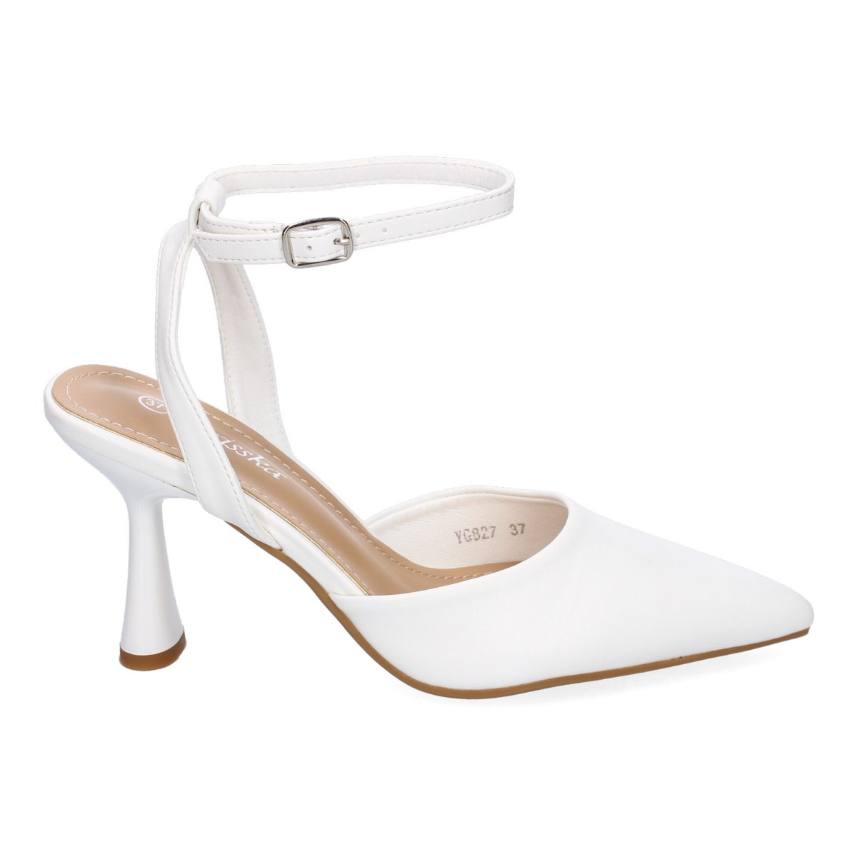 Zapatos tacón fino pulsera blanco - Imagen 3