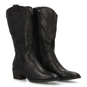 Bota vaquera negra estilo western.