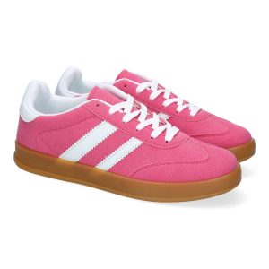 Zapatillas casual mujer fucsia deportivas rayas
