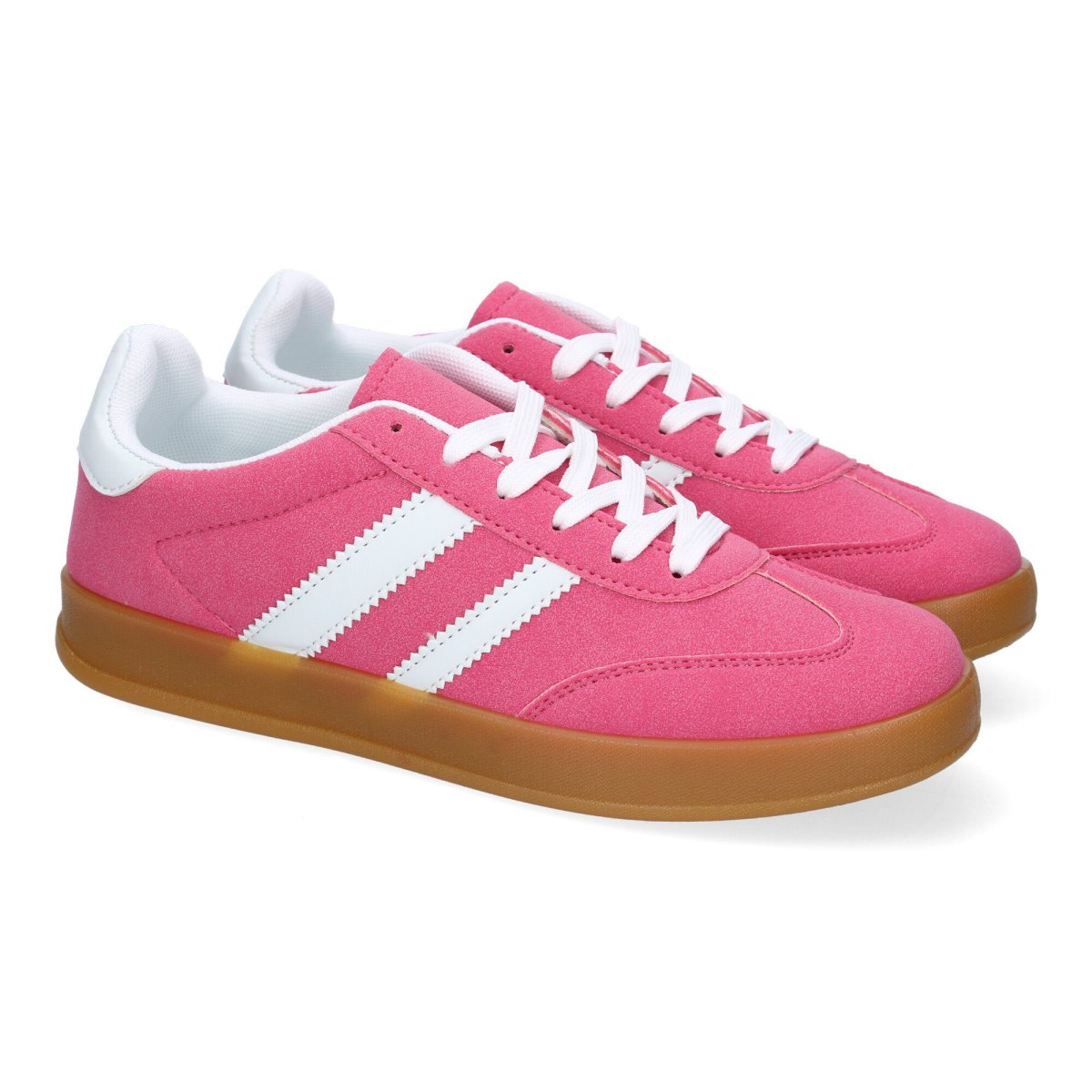Zapatillas casual mujer fucsia deportivas rayas - Imagen 2