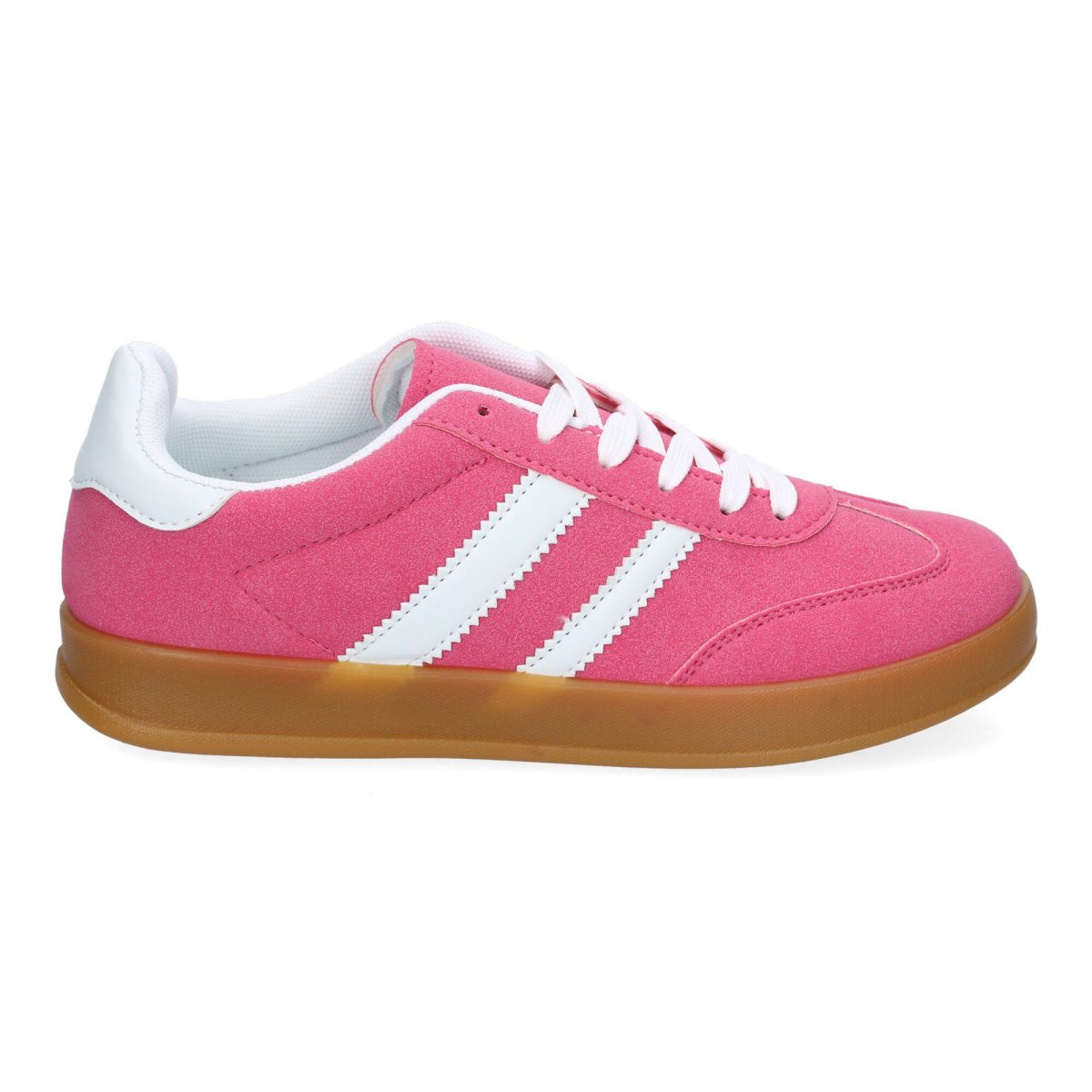 Zapatillas casual mujer fucsia deportivas rayas - Imagen 3