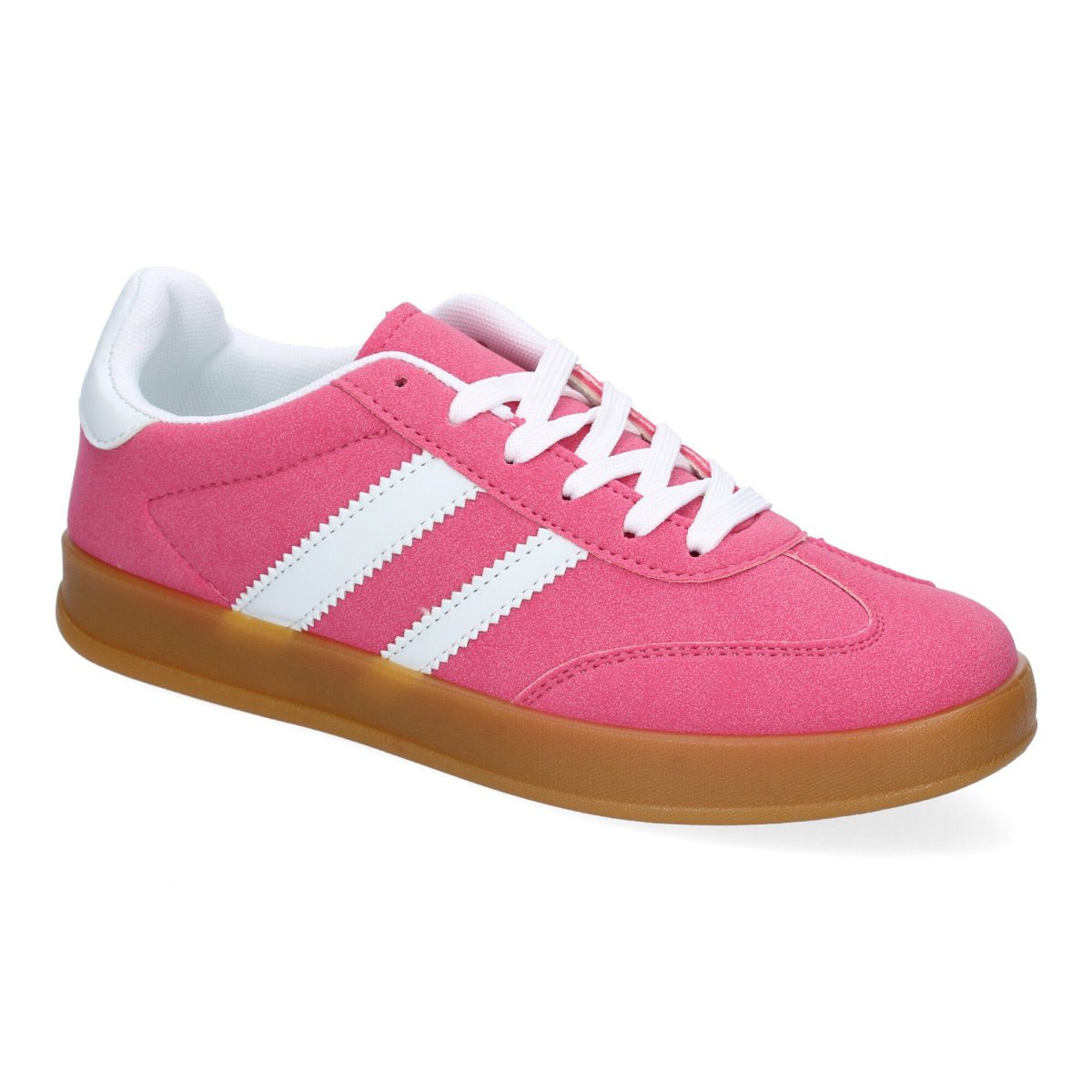 Zapatillas casual mujer fucsia deportivas rayas - Imagen 4