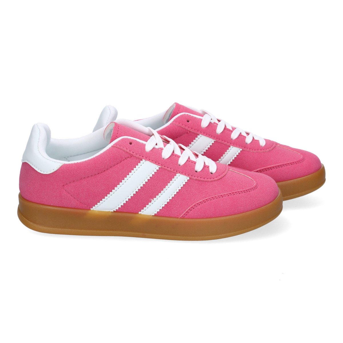 Zapatillas casual mujer fucsia deportivas rayas - Imagen 6