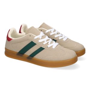 Zapatillas deporte mujer color caqui líneas blancas