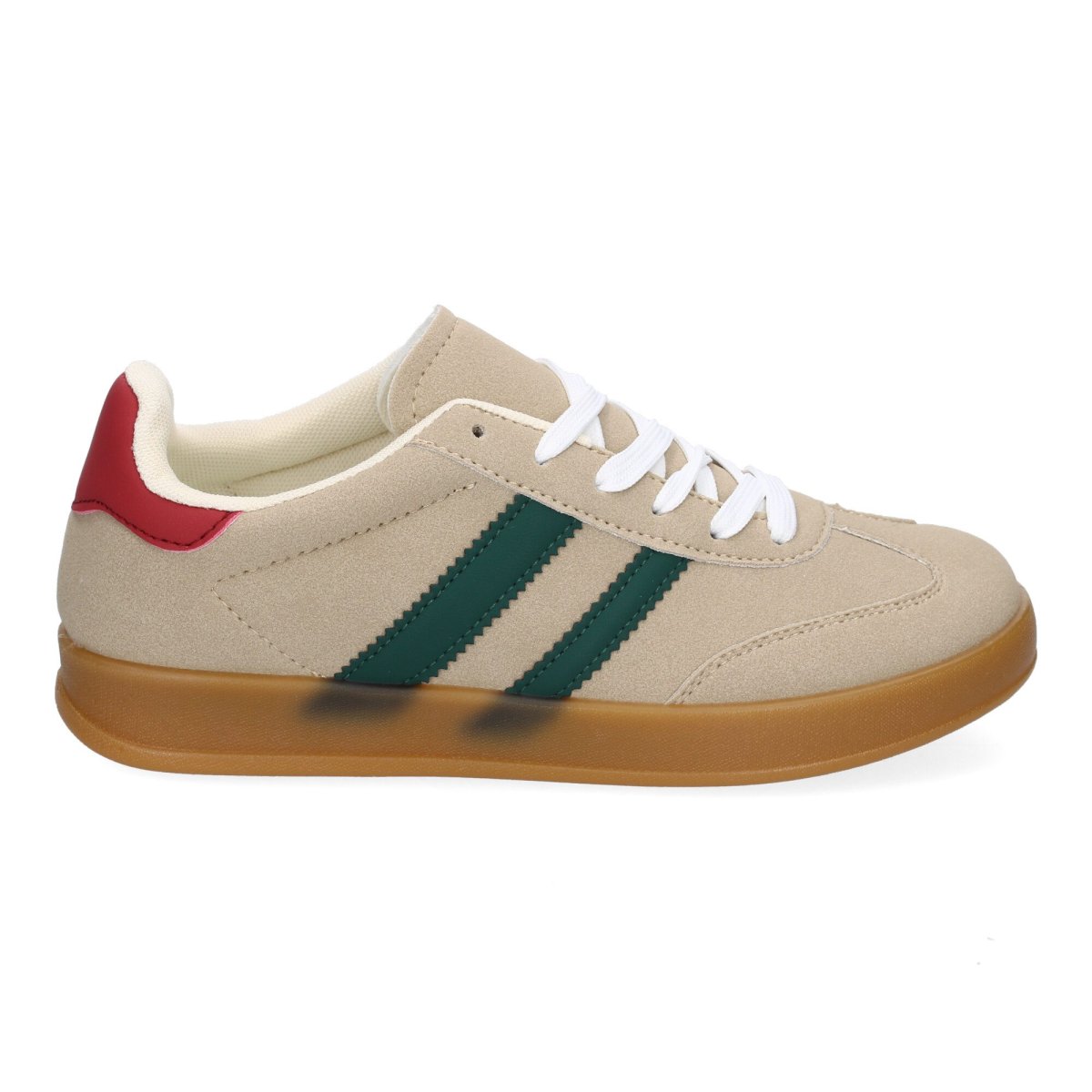 Zapatillas deporte mujer color caqui líneas blancas - Imagen 3