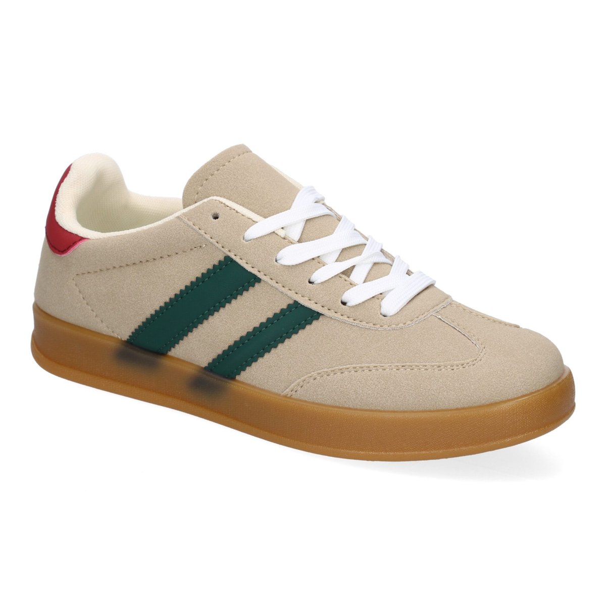 Zapatillas deporte mujer color caqui líneas blancas - Imagen 4