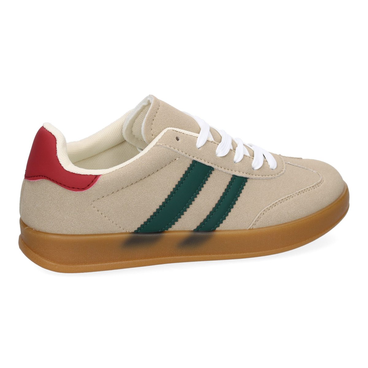 Zapatillas deporte mujer color caqui líneas blancas - Imagen 5