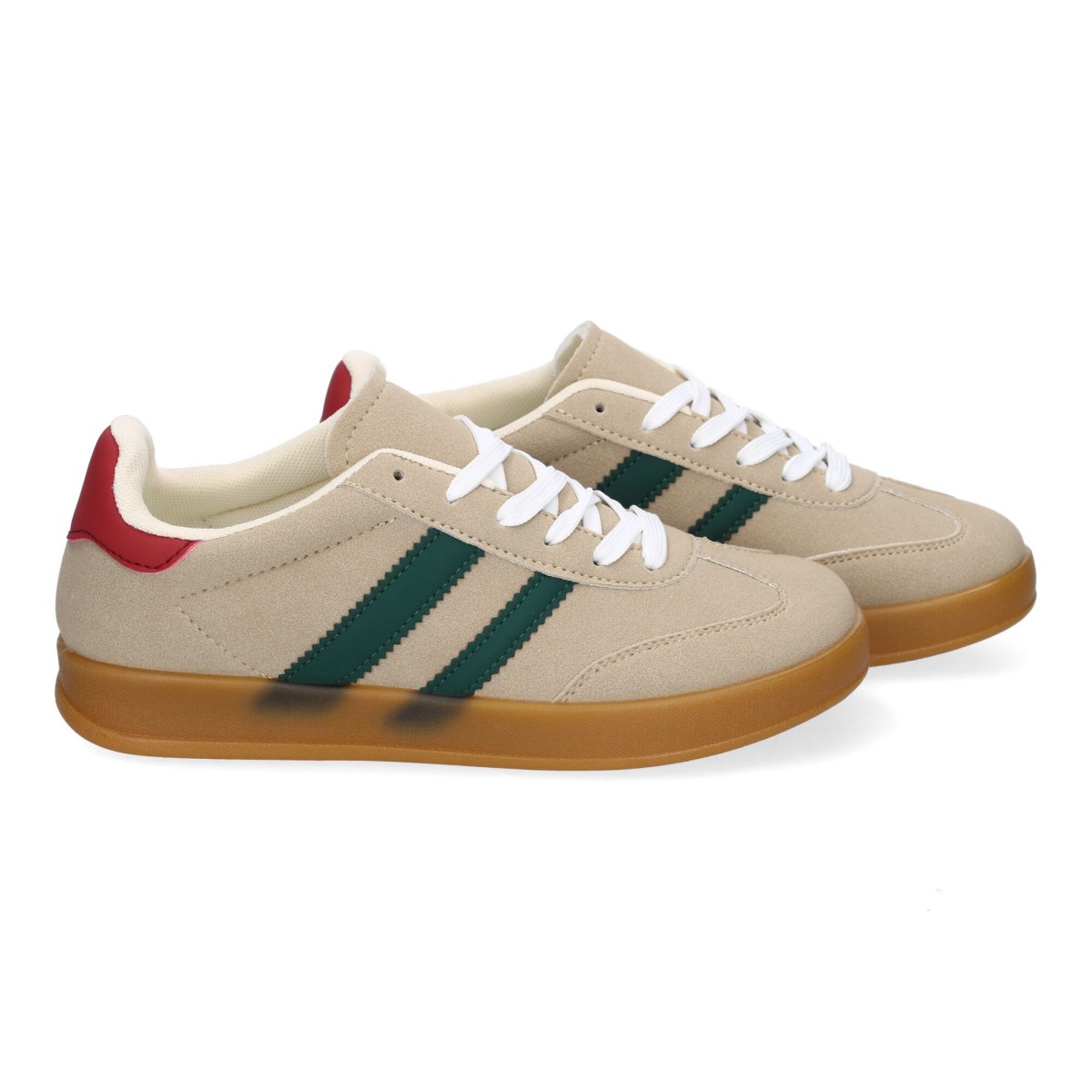 Zapatillas deporte mujer color caqui líneas blancas - Imagen 6