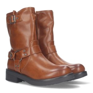 Botines moteros color camel con hebillas