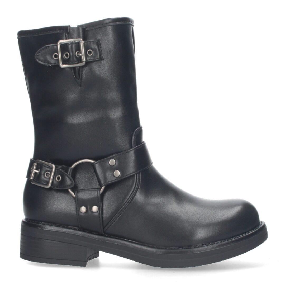 Botines moteros negros con hebillas - Imagen 3