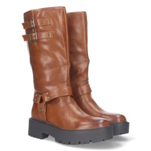 Botas altas plataforma Camel motera