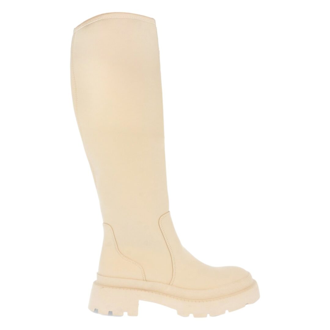 Bota básica beige alta lisa - Imagen 2