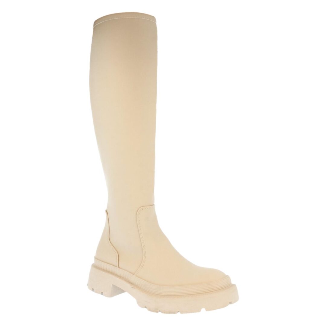Bota básica beige alta lisa - Imagen 3