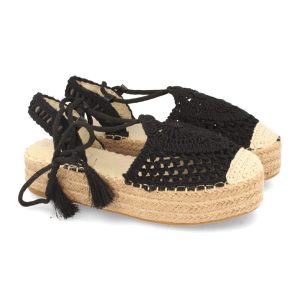 Alpargatas de crochet negras trenzadas