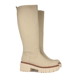 Bota alta beige relieve suela