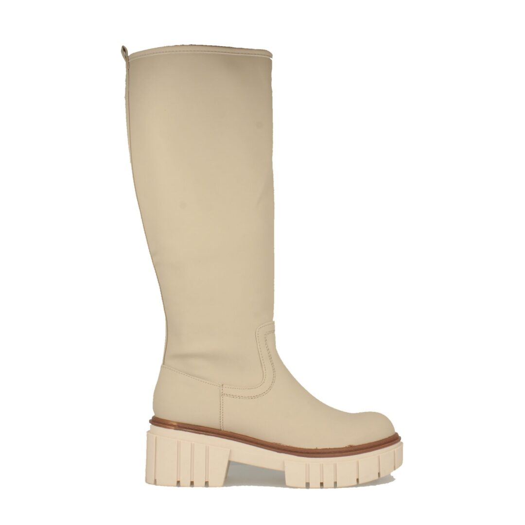 Bota alta beige relieve suela - Imagen 3