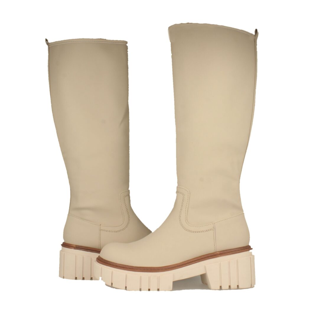 Bota alta beige relieve suela - Imagen 6