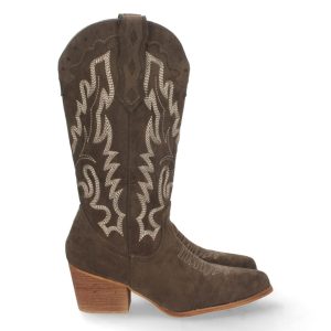 Botas vaqueras marrón oscuro bordados étnicos