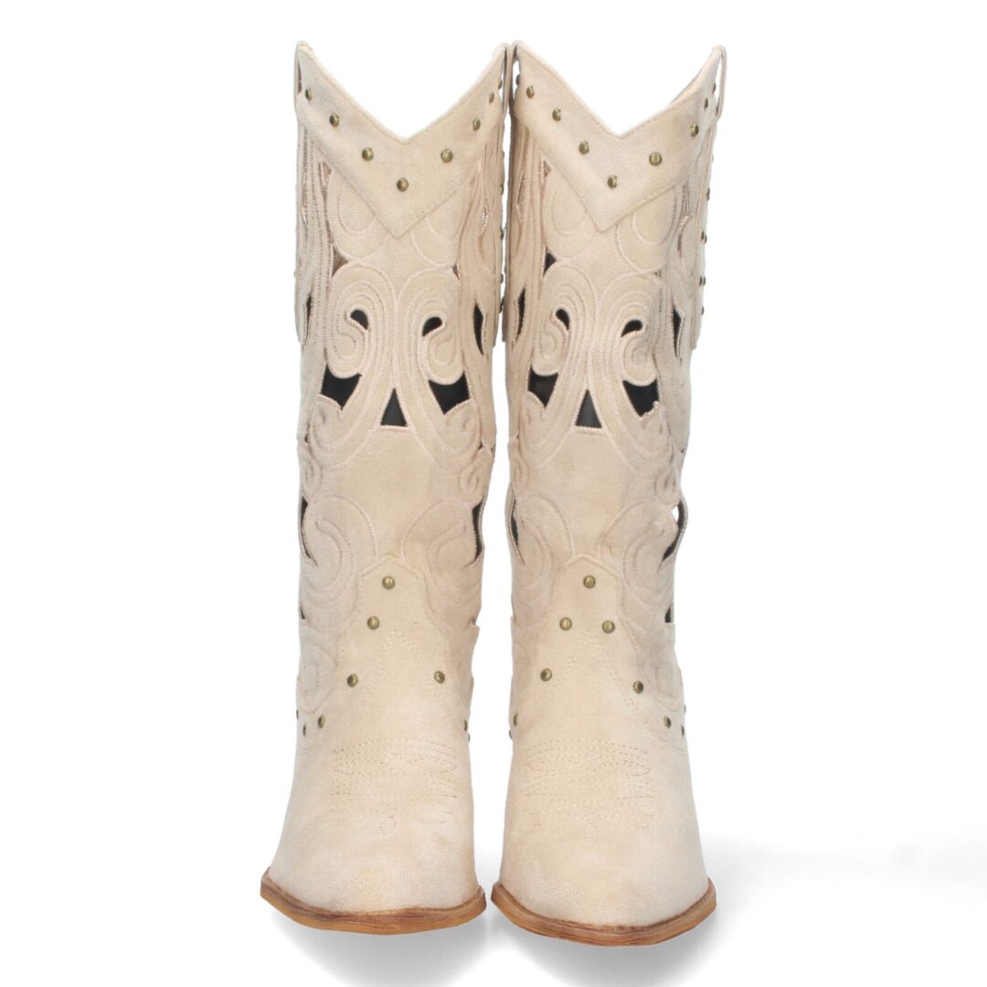 Botas cowboy caladas beige - Imagen 4