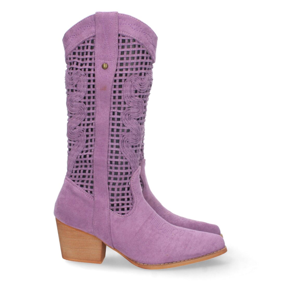 Botas caña calada lila bordadas - Imagen 2