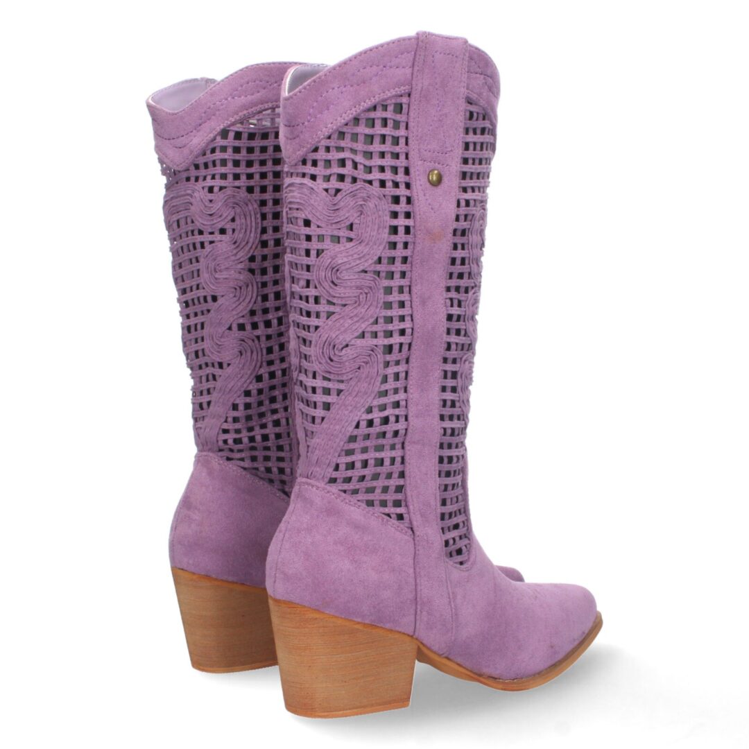Botas caña calada lila bordadas - Imagen 5