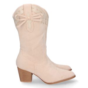 Botas cowboy beige con lazo