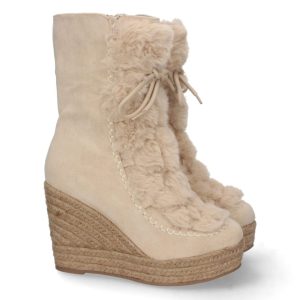 Bota cuña esquimal beige con pelo