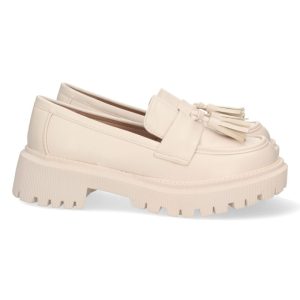 Mocasín borla beige sin estampado
