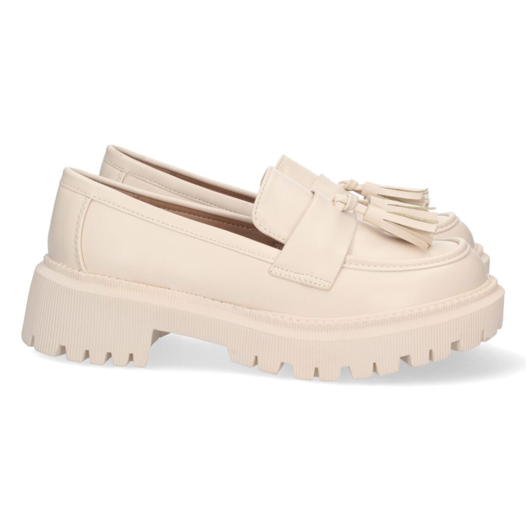 Mocasín borla beige sin estampado - Imagen 2