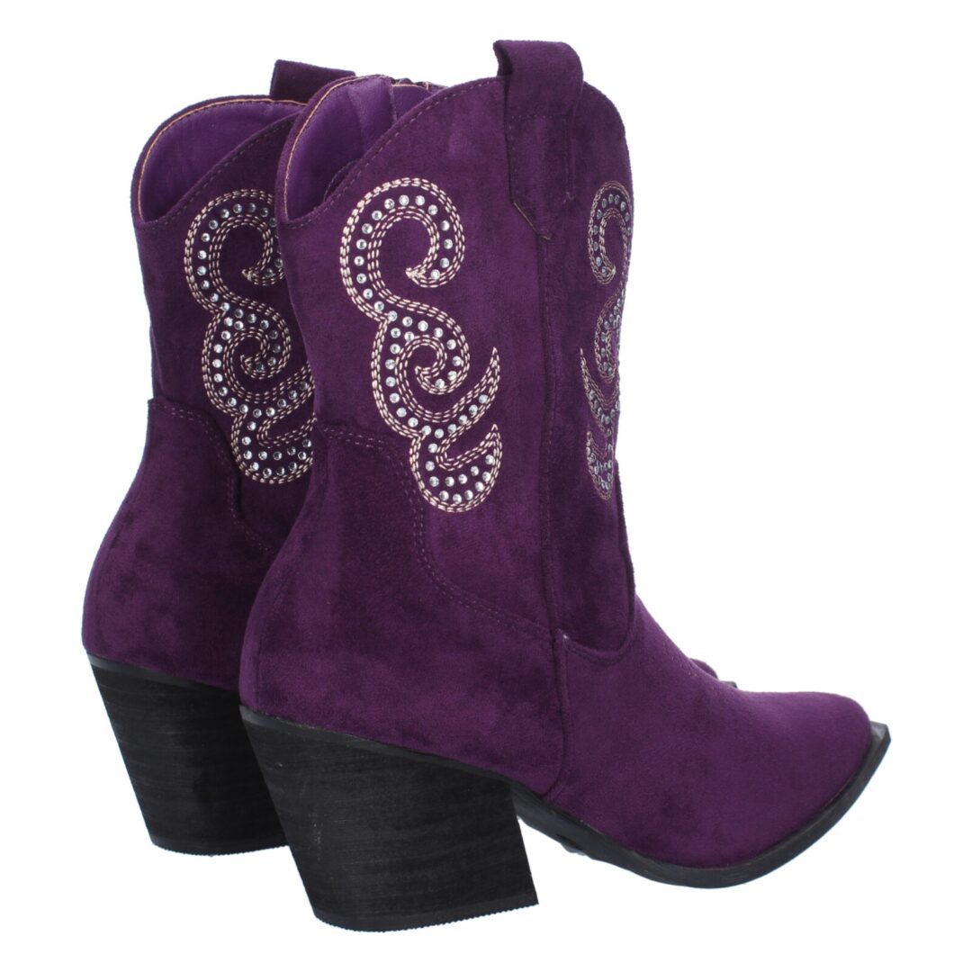 Botas vaqueras moradas con tacón cubano - Imagen 4