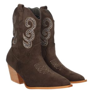 Botas marrón oscuro tacón de madera
