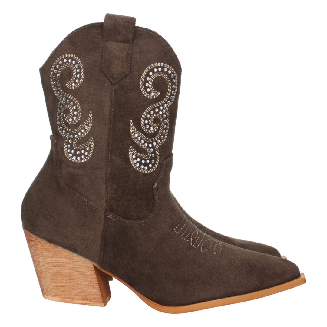 Botas marrón oscuro tacón de madera - Imagen 3