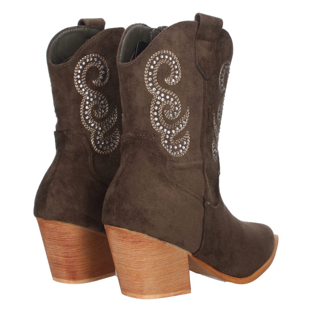 Botas marrón oscuro tacón de madera - Imagen 4