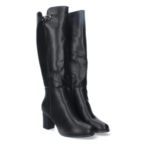Botas altas tacón cadena negras