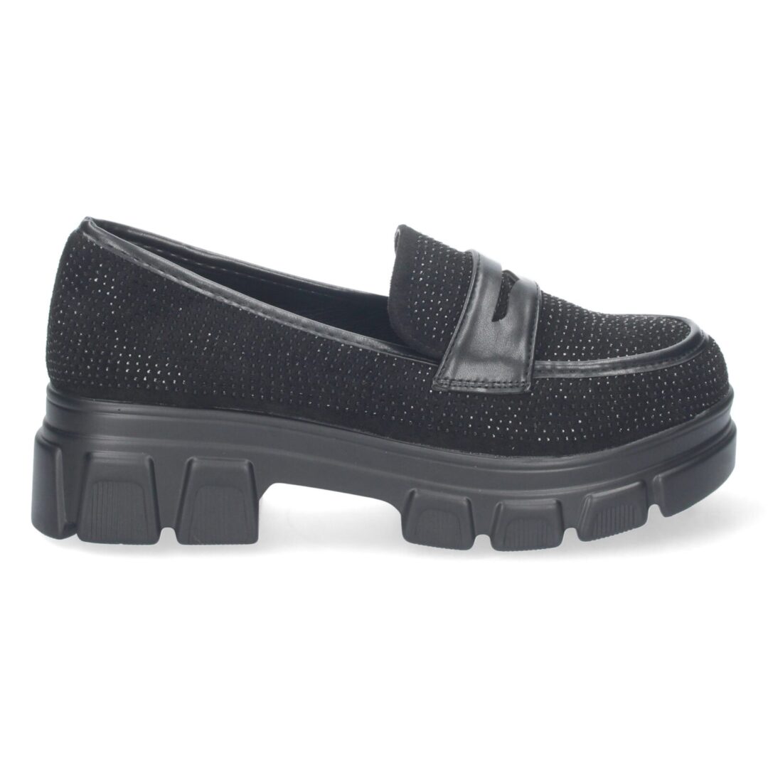 Mocasín negro rejilla brillante - Imagen 3