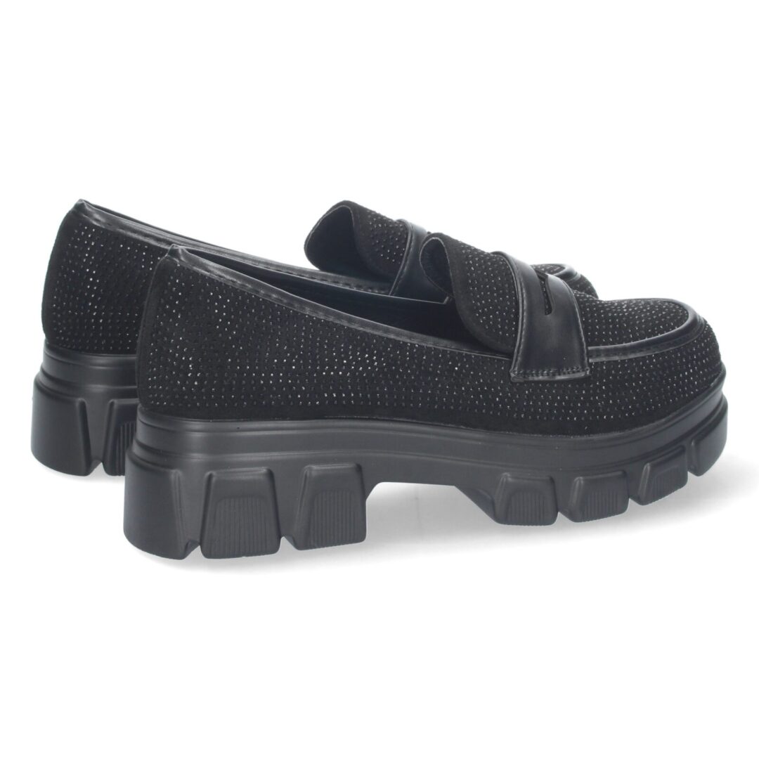 Mocasín negro rejilla brillante - Imagen 5