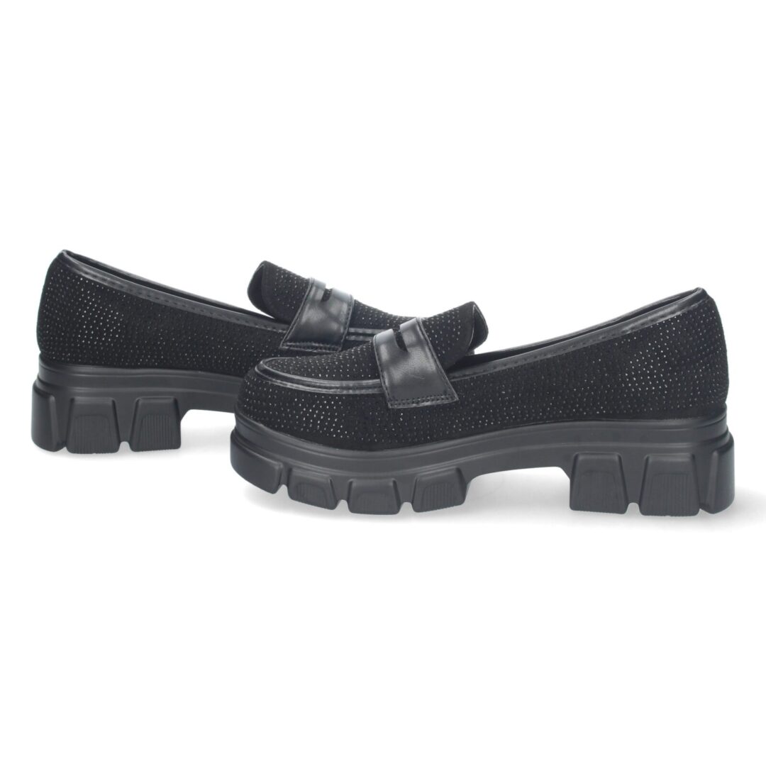 Mocasín negro rejilla brillante - Imagen 6