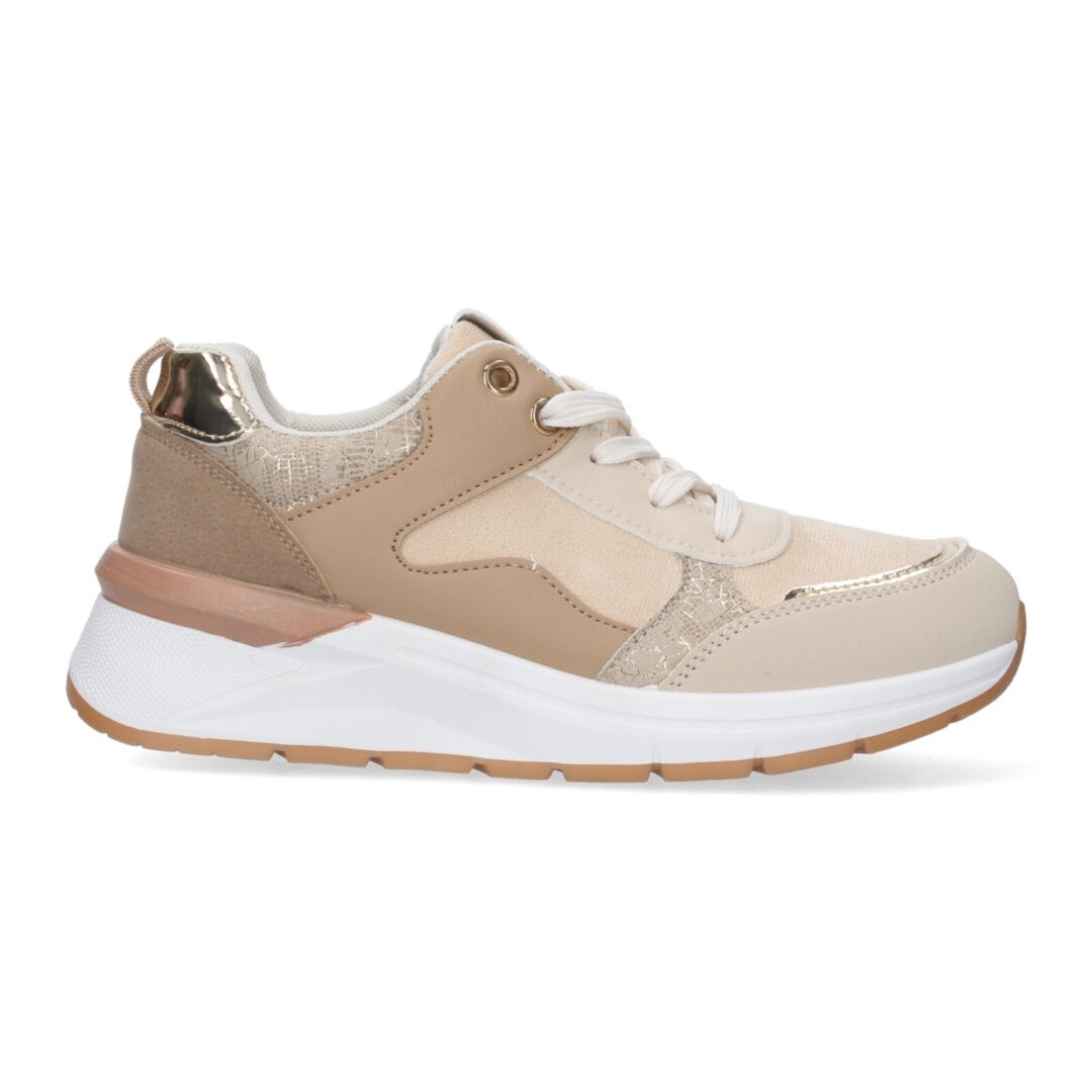 Zapatillas deportivas beige suela gruesa - Imagen 3