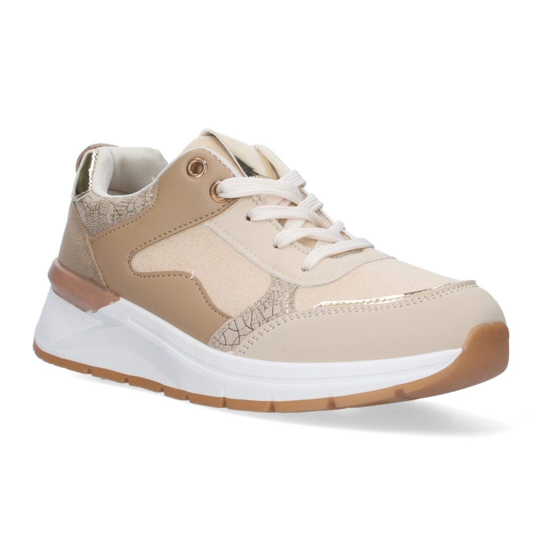Zapatillas deportivas beige suela gruesa - Imagen 4