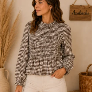 Blusa Cuadro Vichy con Pecho Elástico