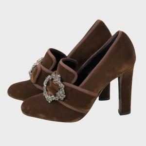 Alberta Ferretti zapatos tacón terciopelo marrón 37 Nuevos