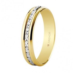 Alianza bicolor de oro diamantada 4,5mm