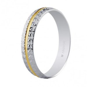 «MARFIL» Alianza de boda bicolor facetada diamantado 4mm