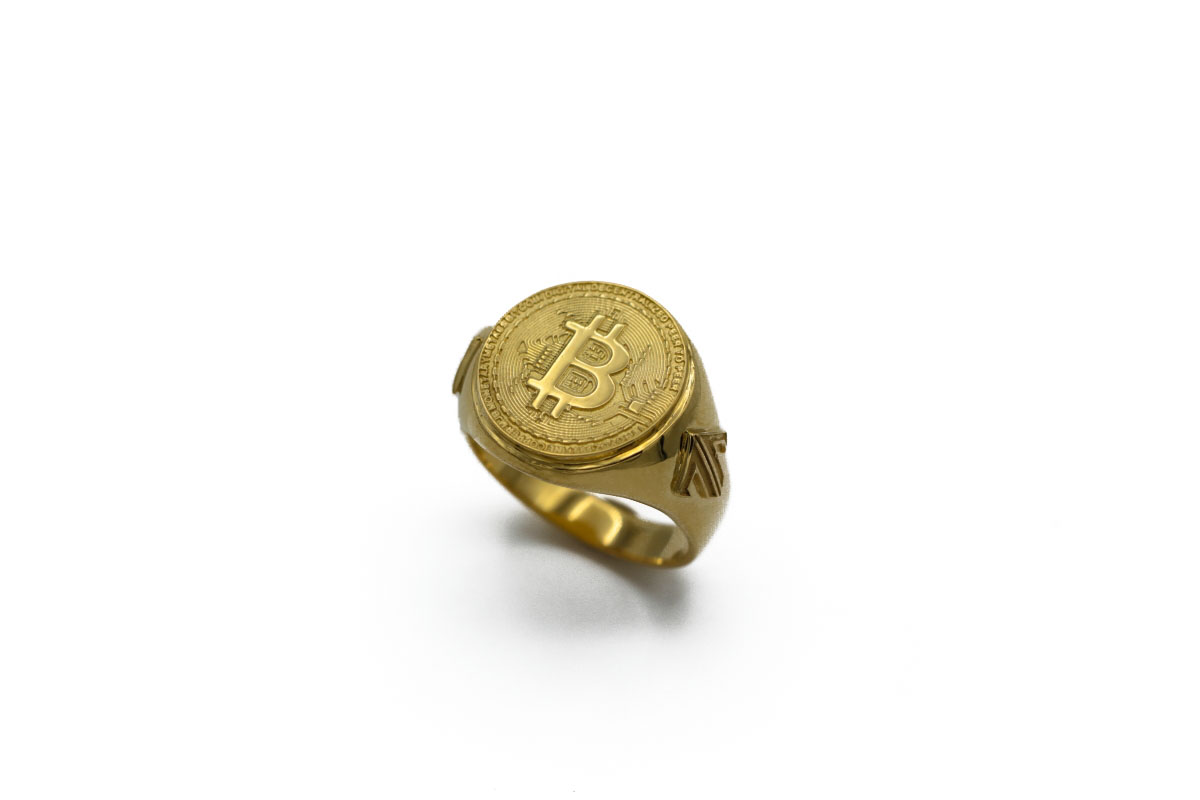 «BITCOIN» sello macizo Oro 18K . Handmade - Imagen 2